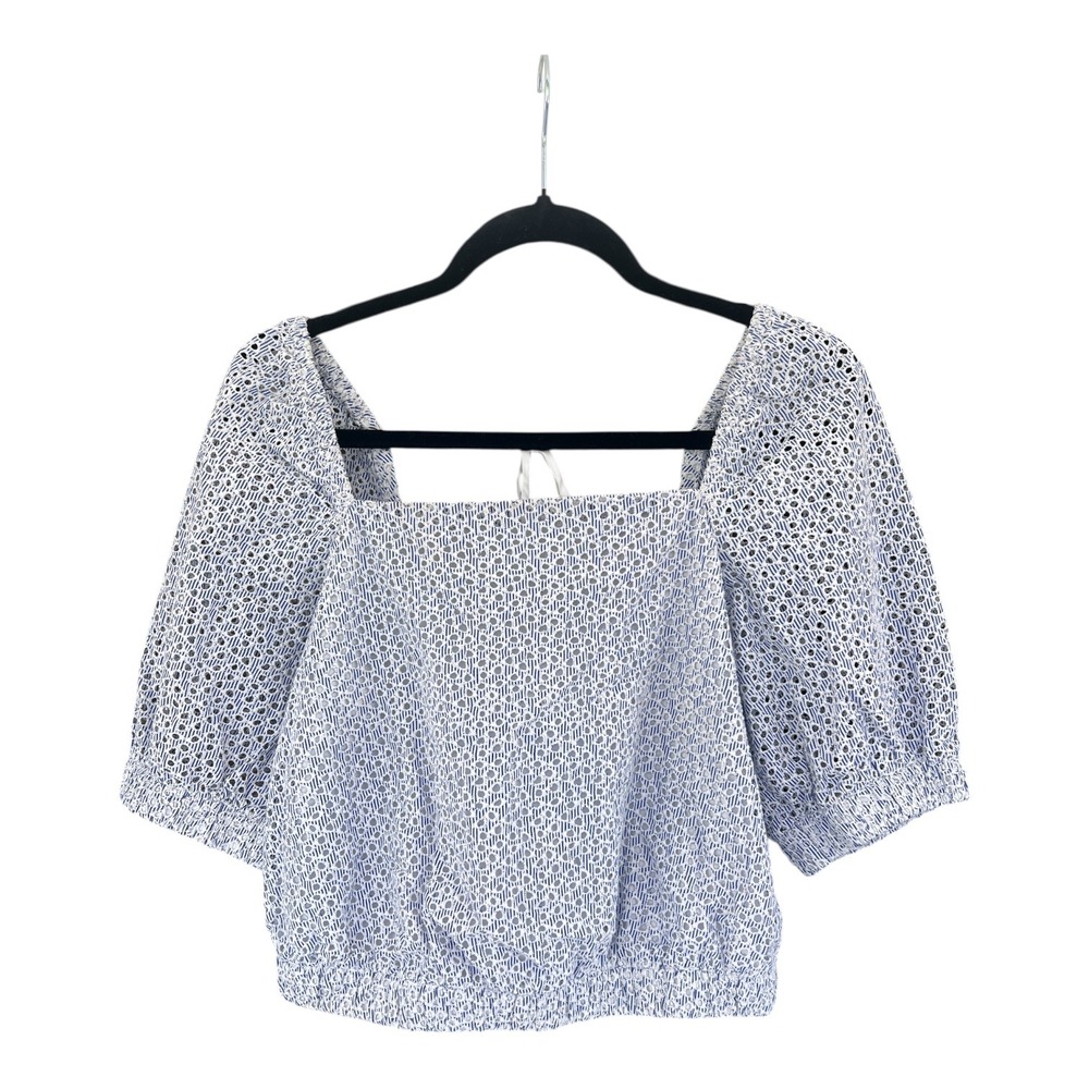 Everlane Eyelet Puff Sleeve Baby Doll Crop Top Sz S